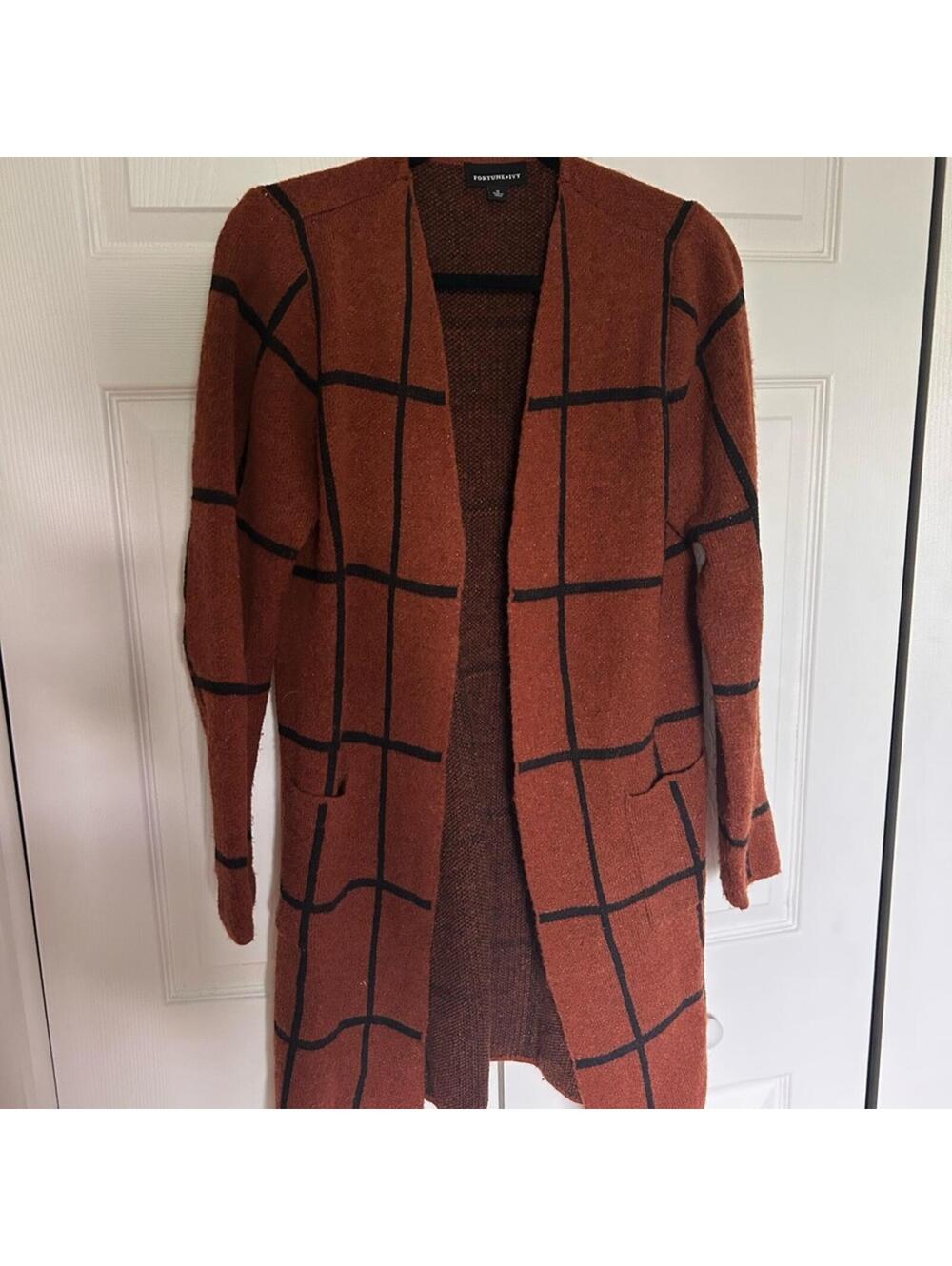 Fortune & Ivy Brown and Black Cardigan Sweater